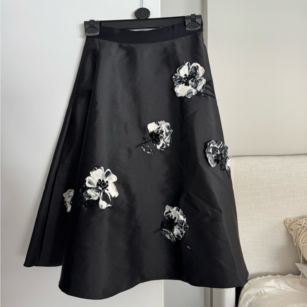 Sachin + Babi Black and White Floral A-Line Skirt